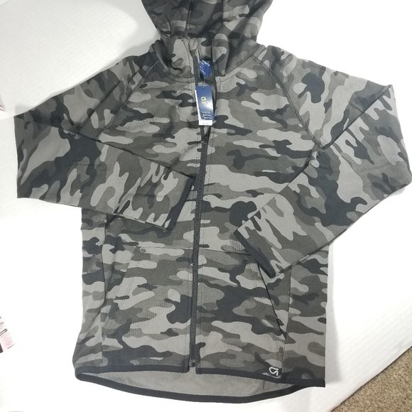 GAP GapFit NWT Performance Hoodie Olive Camo Boy's XS S M L XL 2XL WARM - Picture 2 of 5